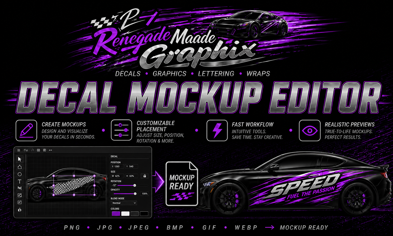 Decal mockup editor preview